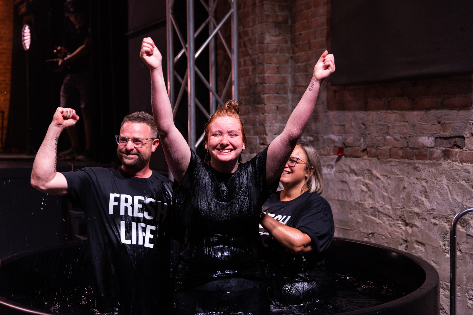 Girl getting baptized