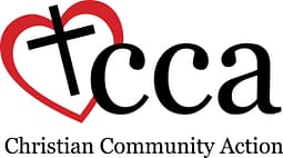 Christian Community Action logo with heart and cross