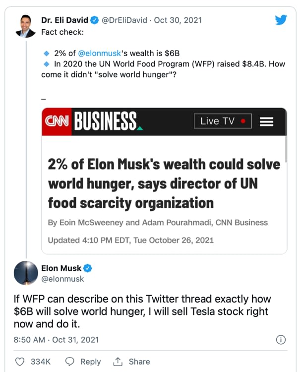 If you’ve been watching the news, you may have heard about the twitter exchange between Elon Musk and the World Food Program.
