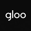White gloo logo on black background