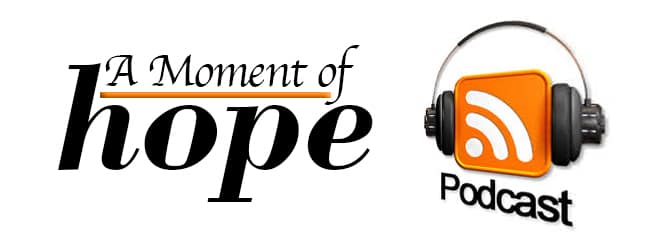 A Moment of Hope podcast logo with RSS icon.