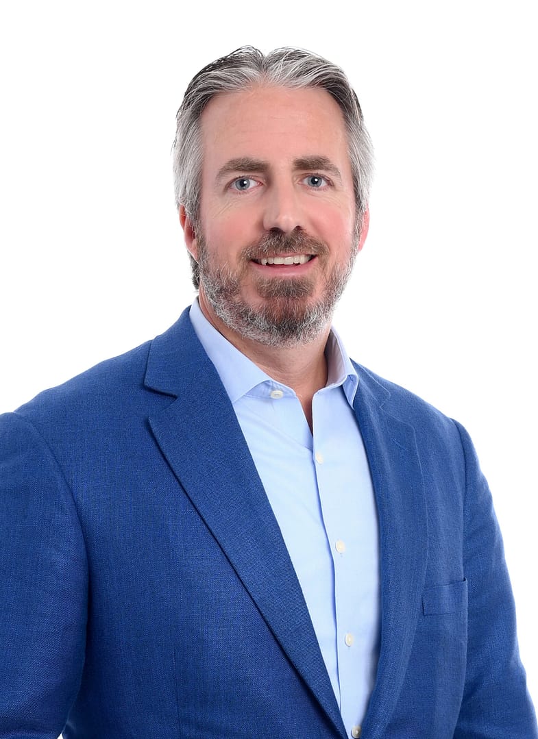 Smiling man in blue suit portrait